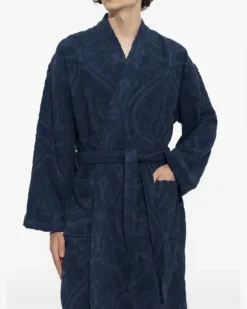 Bademantel mit Paisley-Jacquard - Blau