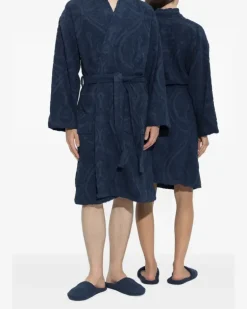 Bademantel mit Paisley-Jacquard - Blau
