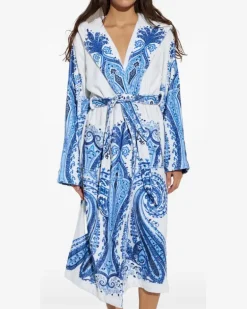 Bademantel mit Paisley-Print - Weiß