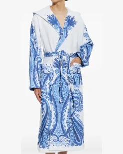 Bademantel mit Paisley-Print - Weiß