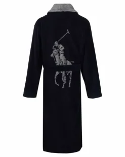 Bademantel mit Polo Pony-Stickerei - Blau