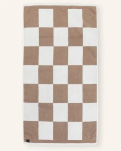 Badematte Check braun Creme