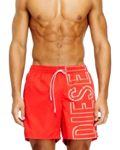 Badeshorts mit übergroßem Logoprint - Badeshorts - Herren - Rot