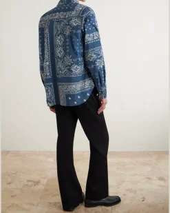 Bandana-Print Cotton Shirt Blue
