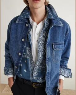 Bandana-Print Cotton Shirt Blue
