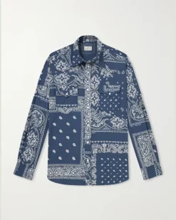 Bandana-Print Cotton Shirt Blue