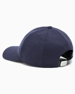 Baseballkappe aus Wolle und Kaschmir mit Lederdetails Marineblau
