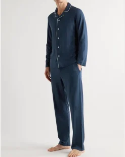 Basel Stretch Micro Modal Jersey Pyjama Set Blue