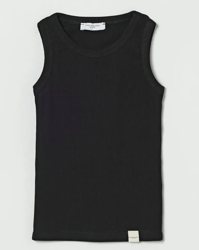 Basic-Tanktop aus Baumwolle Schwarz