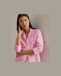 Batistpyjama mit Paisley-Motiv Pink