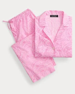 Batistpyjama mit Paisley-Motiv Pink