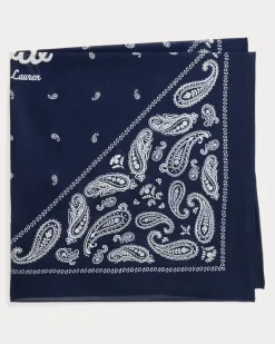 Baumwollbandana mit Logo & Paisley-Motiv Blue