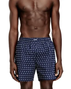 Baumwoll-Boxershorts mit Allover-Print im Dreierpack - Boxershorts - Herren - Blau