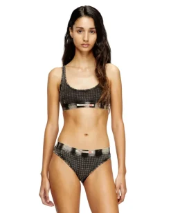 Baumwoll-Bralette mit Hahnentrittmuster - BHs - Damen - Grau