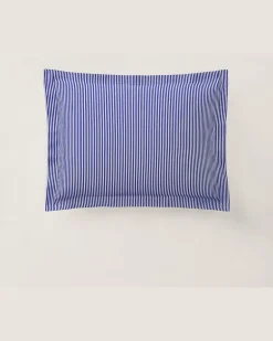 Baumwoll-Dekokissenbezug Shirting Stripe Blue