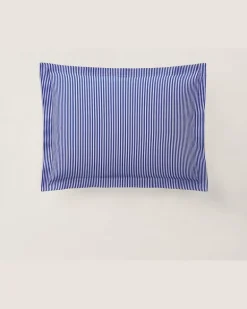 Baumwoll-Dekokissenbezug Shirting Stripe Blue