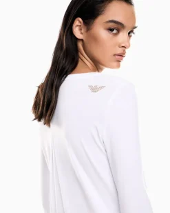 Baumwolle Langarmshirt im Slim Fit mit Nieten Evolution Weiß
