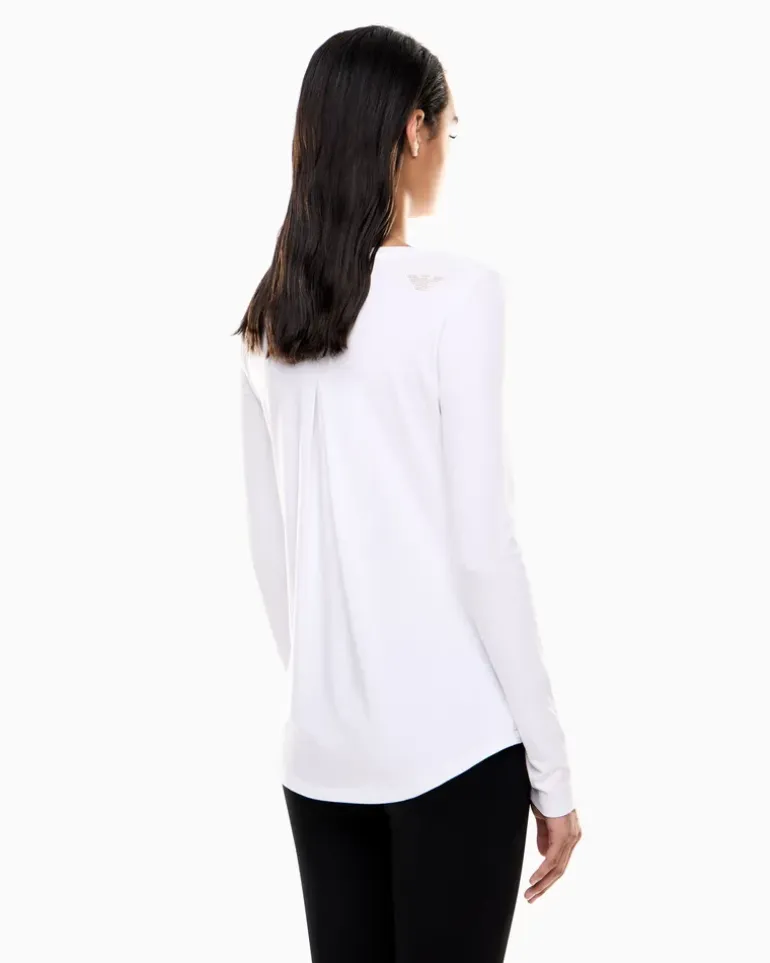 Baumwolle Langarmshirt im Slim Fit mit Nieten Evolution Weiß