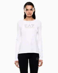 Baumwolle Langarmshirt im Slim Fit mit Nieten Evolution Weiß
