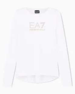 Baumwolle Langarmshirt im Slim Fit mit Nieten Evolution Weiß