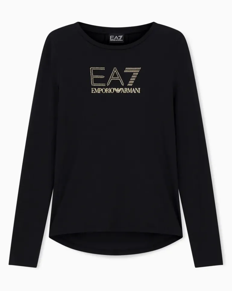 Baumwolle Langarmshirt im Slim Fit mit Nieten Evolution Schwarz