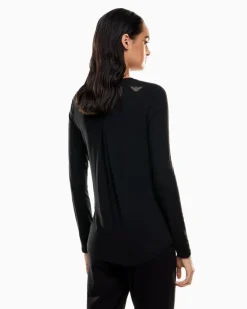 Baumwolle Langarmshirt im Slim Fit mit Nieten Evolution Schwarz