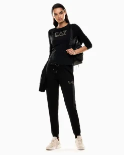 Baumwolle Langarmshirt im Slim Fit mit Nieten Evolution Schwarz