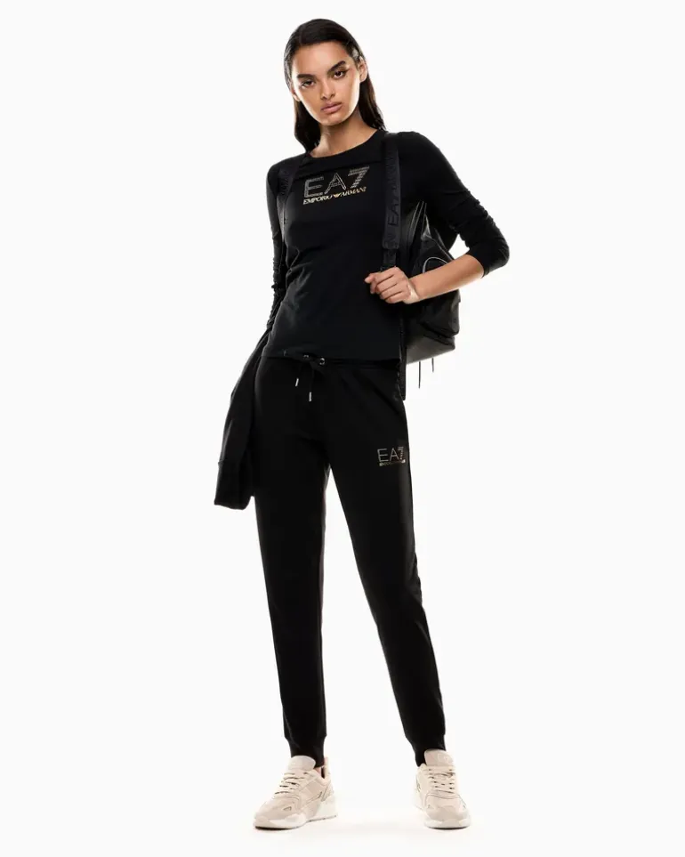 Baumwolle Langarmshirt im Slim Fit mit Nieten Evolution Schwarz