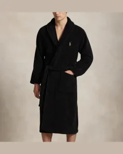 Baumwollfrottee-Bademantel mit Polo Bear Black