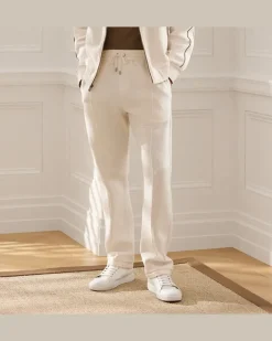 Baumwoll-Kaschmir-Fleece-Hose Wimbledon Cream