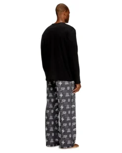 Baumwoll-Pyjama-Set mit Logoprints - Pyjamas - Herren - Schwarz