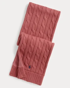 Baumwollschal mit Zopfmuster Pink