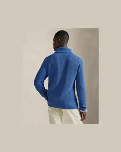 Baumwollstrickjacke mit Schalkragen Blue