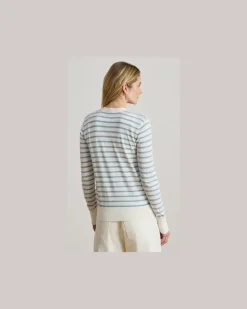 Baumwoll-Strickjacke mit V-Ausschnitt White