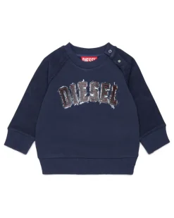 Baumwoll-Sweatshirt mit Logo im Frayed-Effekt - Sweatshirts - Herren - Blau