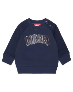 Baumwoll-Sweatshirt mit Logo im Frayed-Effekt - Sweatshirts - Herren - Blau