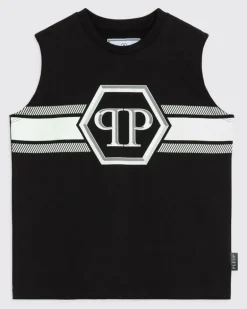 Baumwoll-Tanktop mit Logo Schwarz