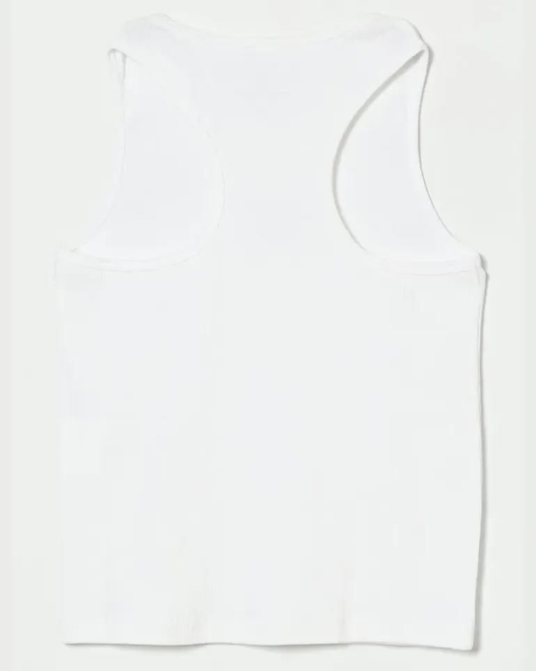 Baumwoll-Tanktop mit Logo Weiß