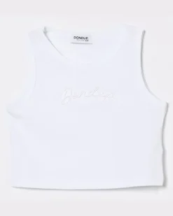 Baumwoll-Tanktop mit Logo Weiß
