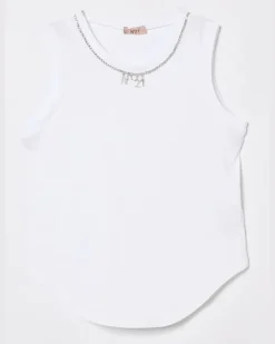 Baumwoll-Tanktop mit Schmucklogo Weiß