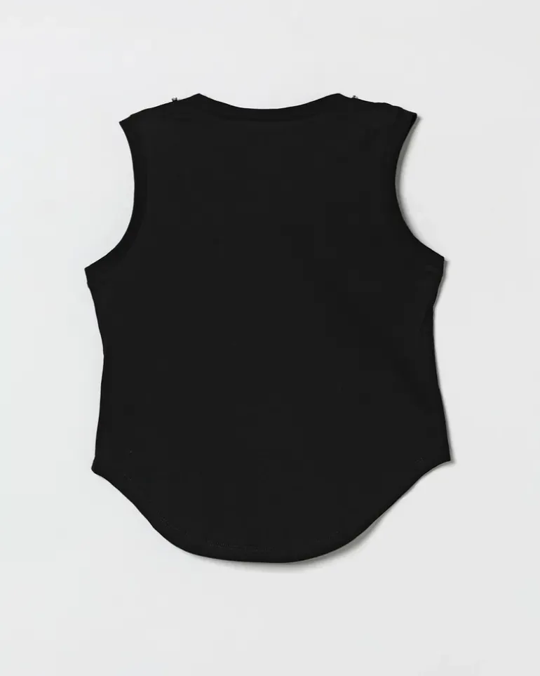 Baumwoll-Tanktop mit Schmucklogo Schwarz