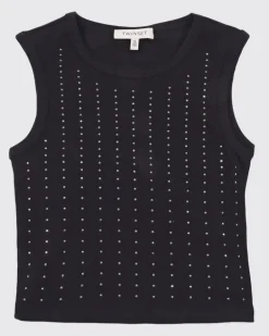 Baumwoll-Tanktop mit Strass-Logo Schwarz