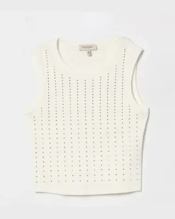 Baumwoll-Tanktop mit Strass-Logo Weiß