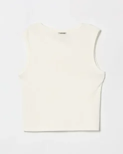 Baumwoll-Tanktop mit Strass-Logo Weiß