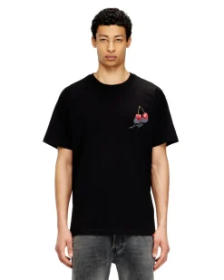 Baumwoll-T-Shirt mit Kirschmotiv - T-Shirts - Unisex - Schwarz