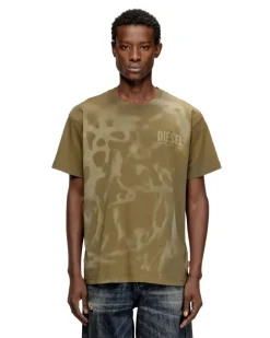 Baumwoll-T-Shirt mit Laserdruck - T-Shirts - Herren - Beige