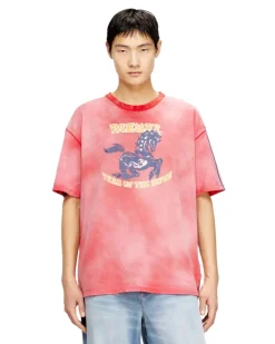 Baumwoll-T-Shirt mit Pferde-Grafikdruck - T-Shirts - Herren - Rot