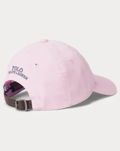 Baumwolltwill-Baseballkappe mit Pony Pink