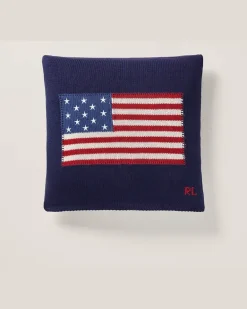 Baumwoll-Wurfkissen mit RL-Flagge Blue