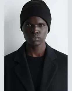 Beanie Aus Doubleface-Wolle Schwarz